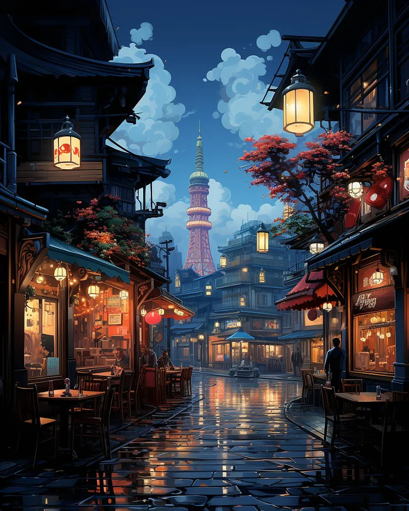 Tokyo Evening Street | Paint By Numbers Kit
