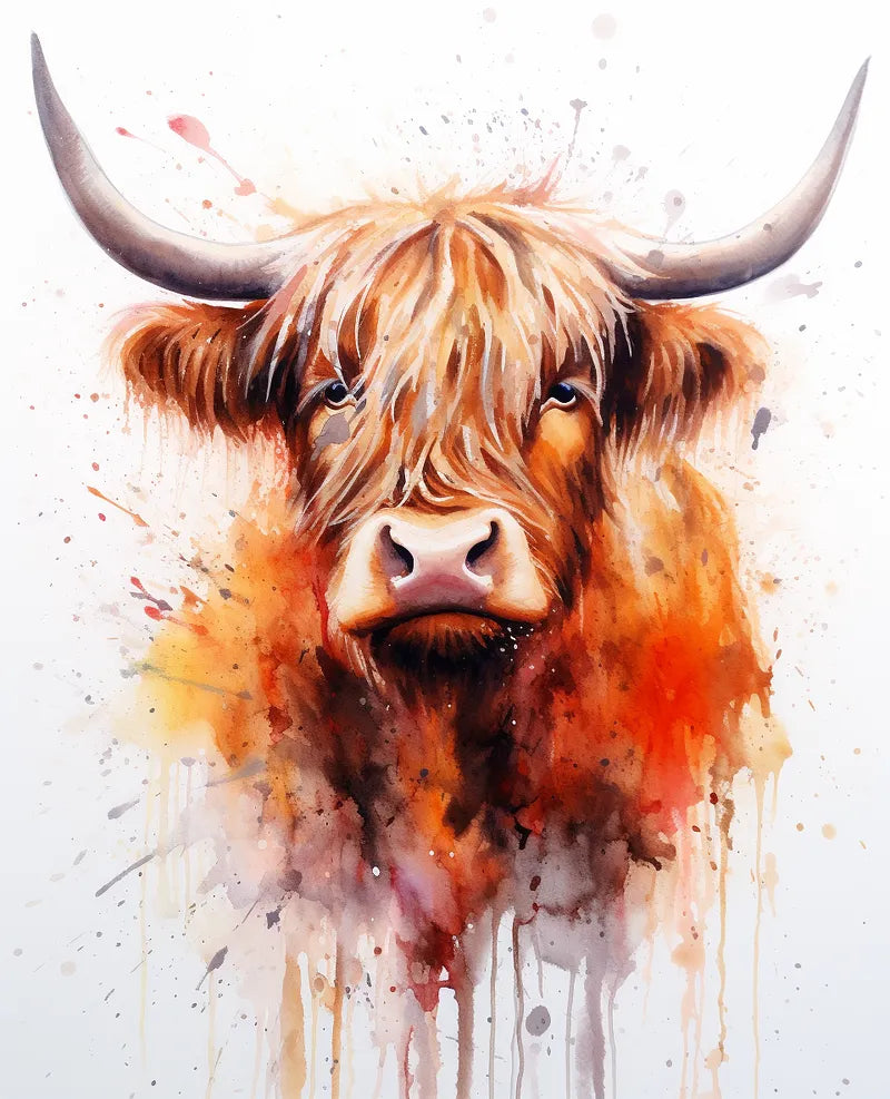 Highland Cow Watercolor | Paint By Numbers Kit