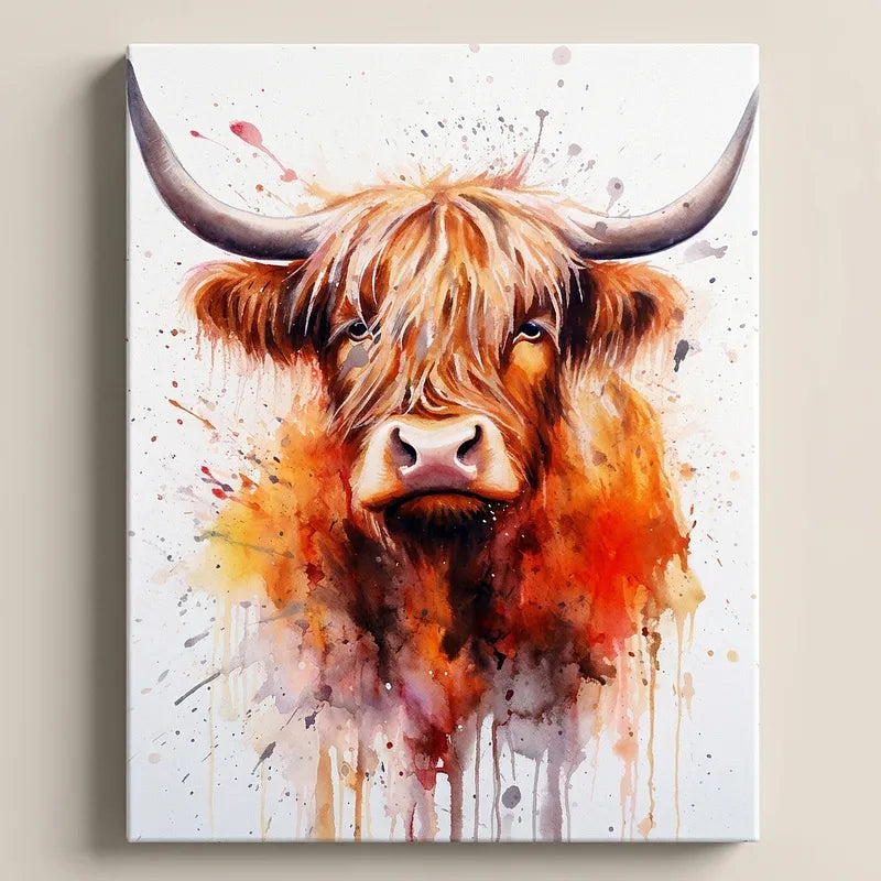 Highland Cow Watercolor | Paint By Numbers Kit