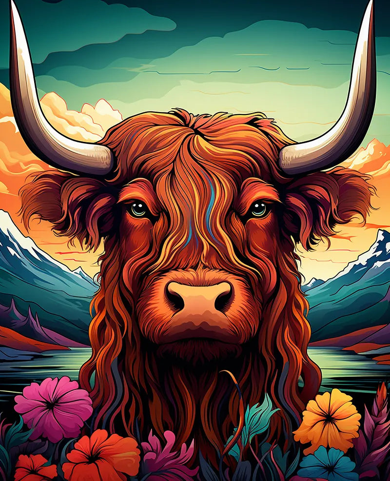 Highland Cow Portrait | Paint By Numbers Kit