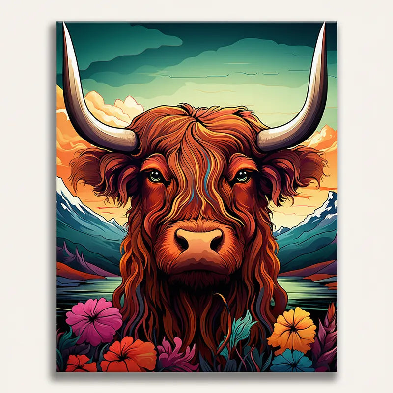 Highland Cow Portrait | Paint By Numbers Kit