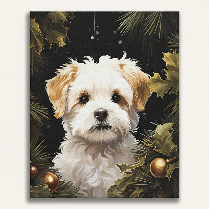 Christmas Puppy Portrait | Paint By Numbers Kit