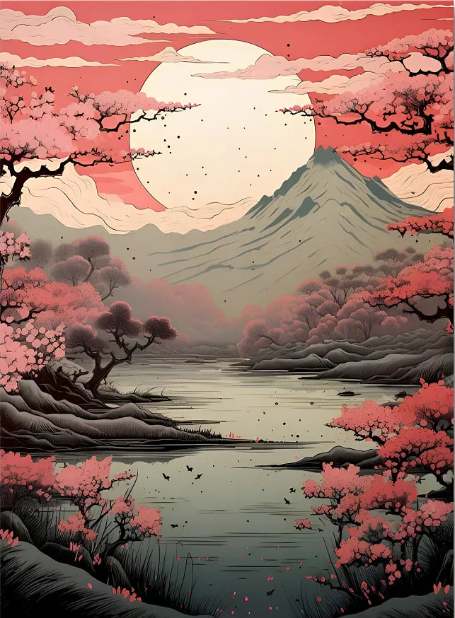 Cherry Blossom Mountain | Paint By Numbers Kit