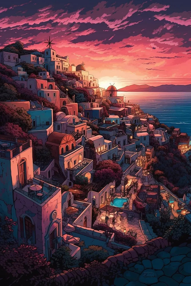 Santorini Sunset | Paint By Numbers Kit