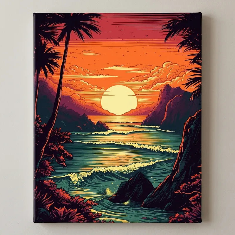 Tropical Paradise Sunset | Paint By Numbers Kit