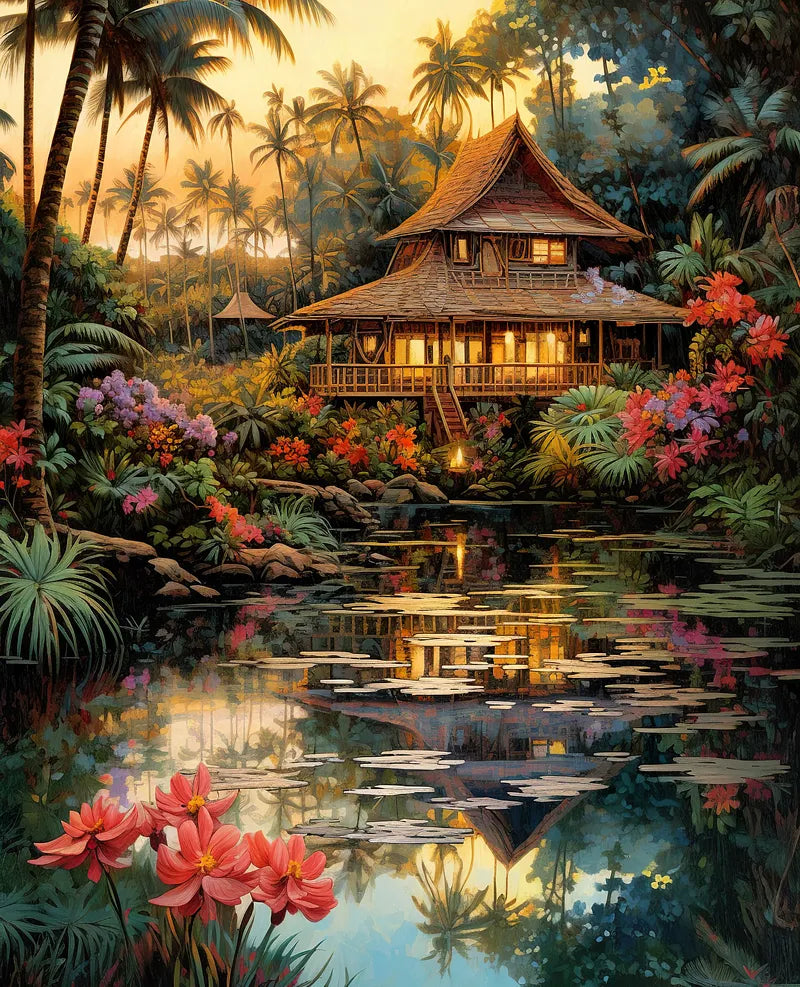 Tropical Paradise House | Paint By Numbers Kit