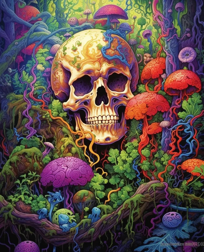 Psychedelic Mushroom Skull | Paint By Numbers Kit