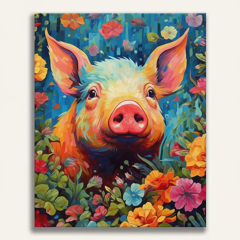 Floral Pig Paradise | Paint By Numbers Kit
