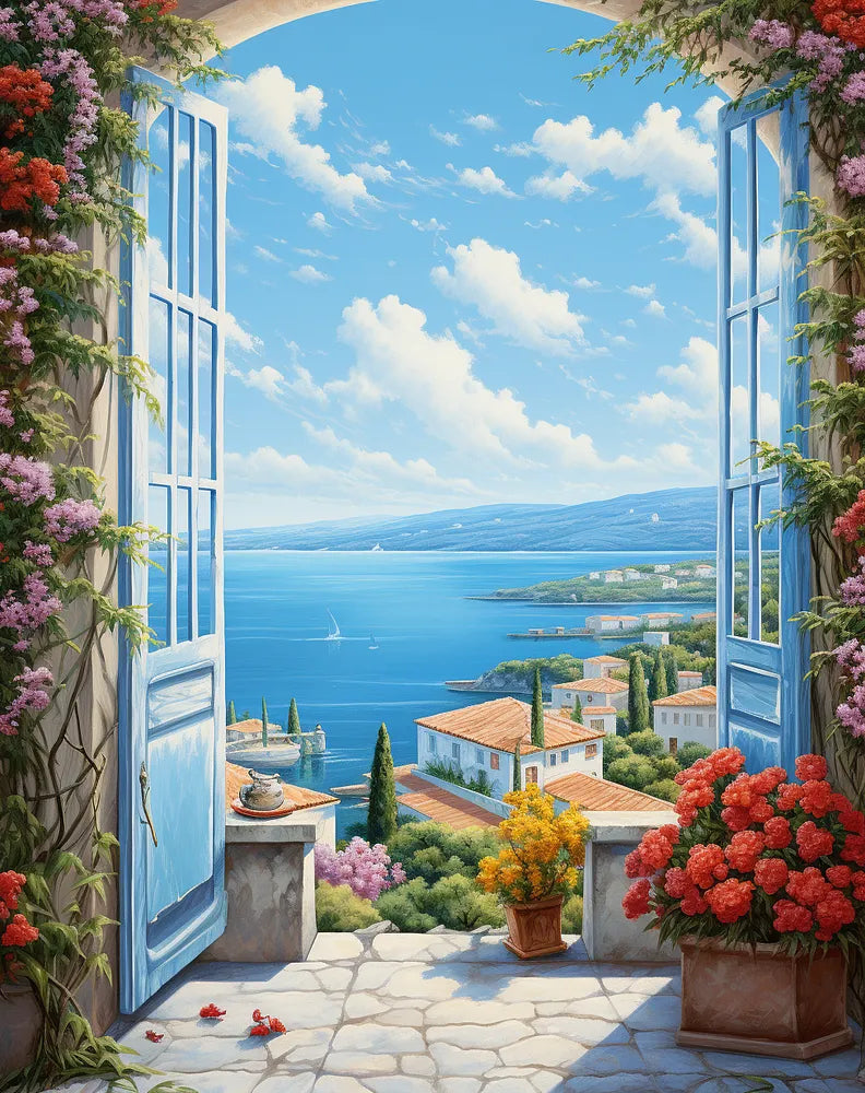 Mediterranean Window View | Paint By Numbers Kit
