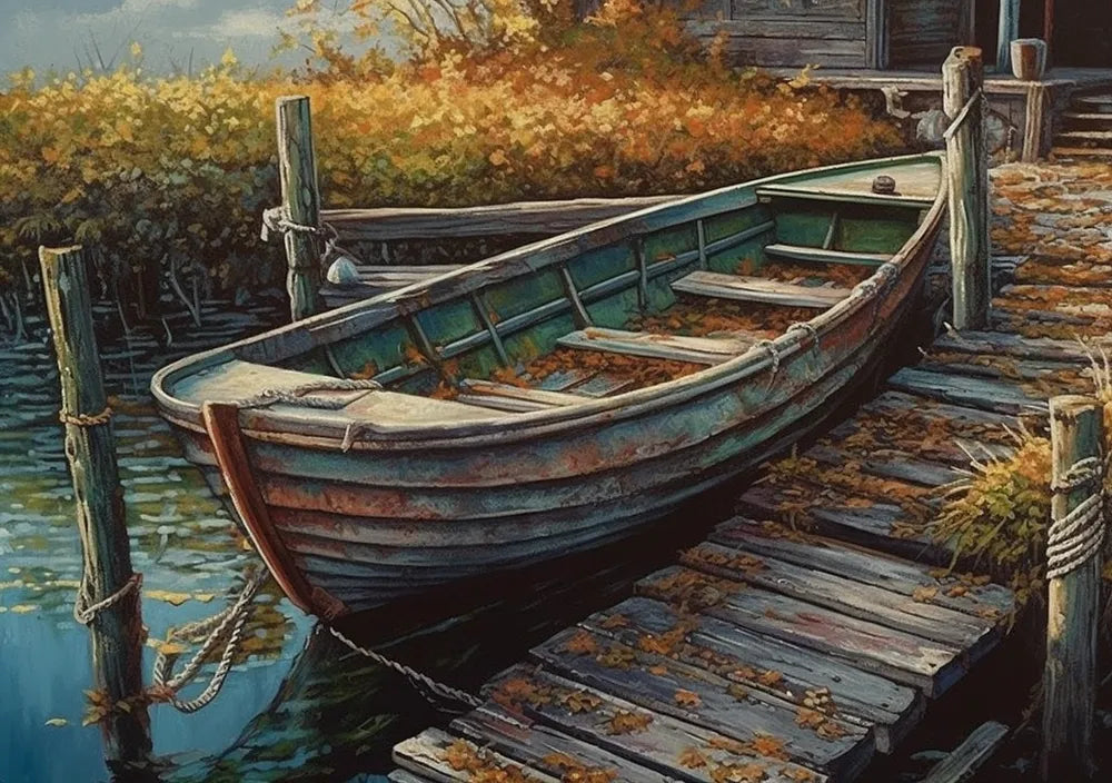 Autumn Boat Dock | Paint By Numbers Kit