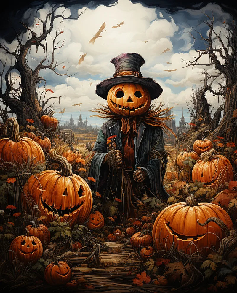 Halloween Pumpkin Scarecrow | Paint By Numbers Kit