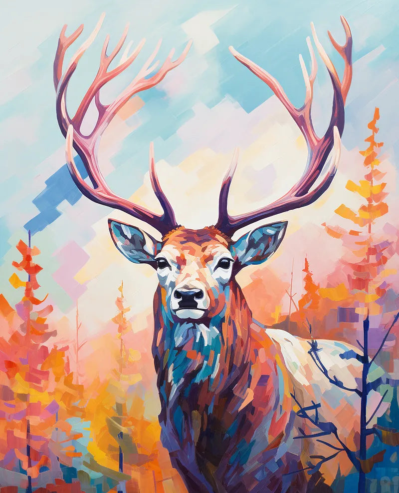 Colorful Deer Portrait | Paint By Numbers Kit