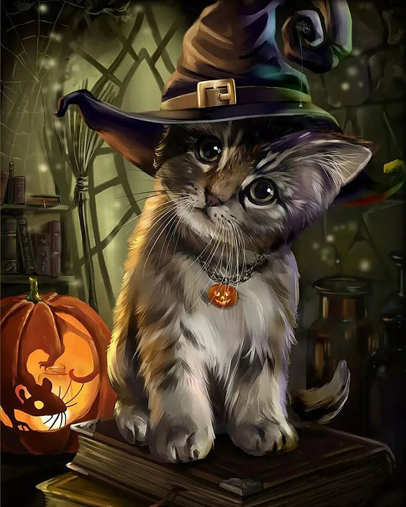 Witch Cat Halloween | Paint By Numbers Kit